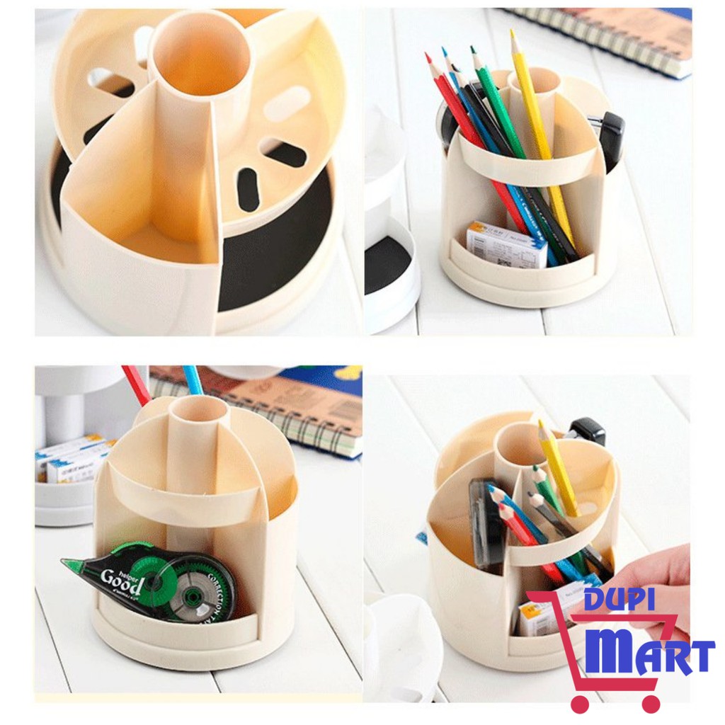 [TIỆN ÍCH] Hộp đựng bút để bàn 7 ngăn có xoay tròn , khay đựng đồ dùng học tập văn phòng bằng nhựa cao cấp - DupiMart