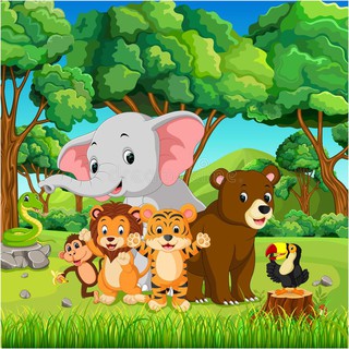 Tranh dán tường 3D tranh trang trí cho bé rừng thú ngộ nghĩnh BINBIN TB02 (Không phai màu)