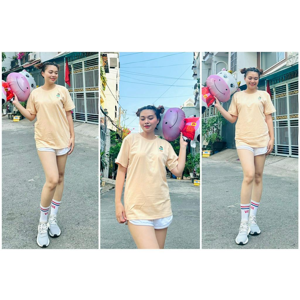 Áo thun cổ tròn Unisex thêu gấu
