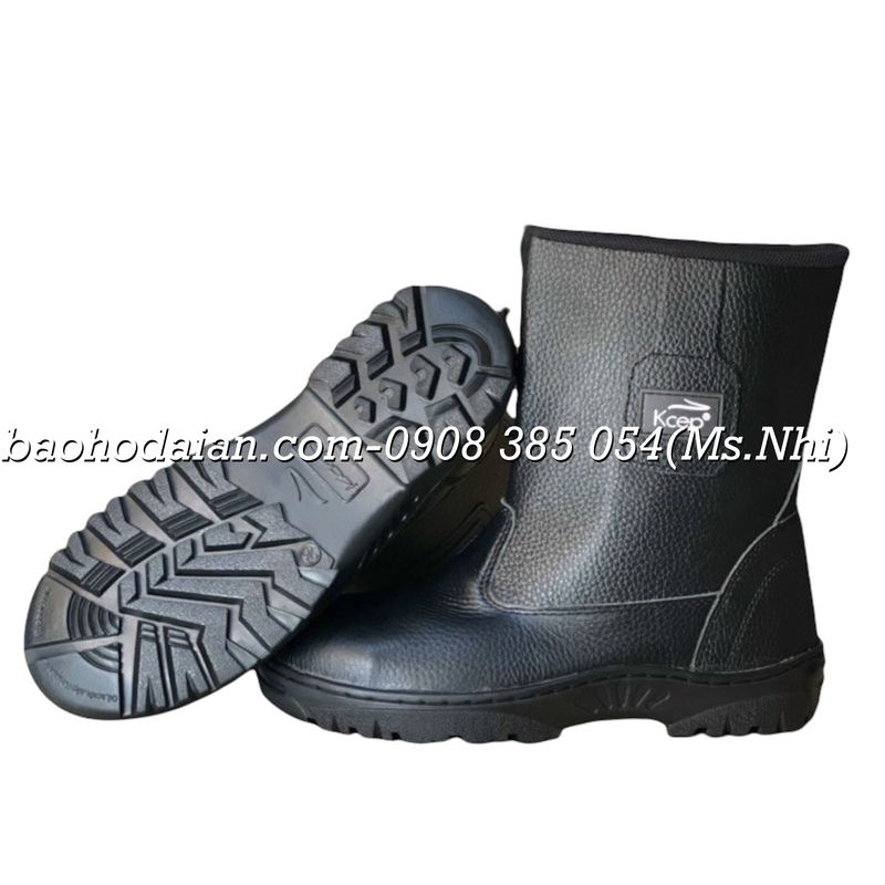 Ủng bảo hộ lao động Kcep màu đen chất liệu da bò và mũi thép bảo vệ chân- Hình thật