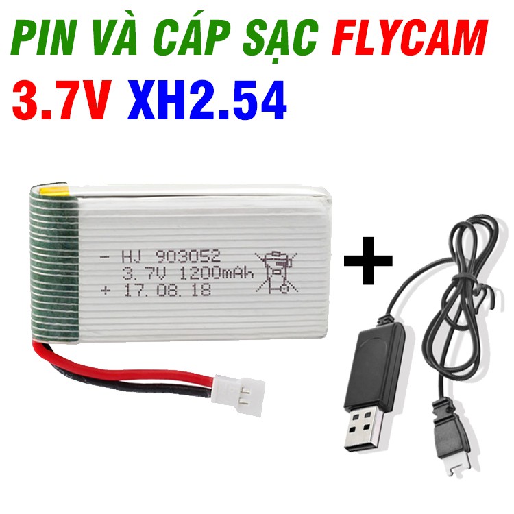 Pin sạc 3.7v 1200mAh và cáp dùng cho máy bay điều khiển từ xa cổng nối XH-2.54