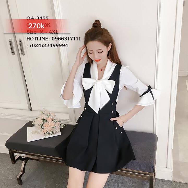 set áo tiểu thư váy yếm