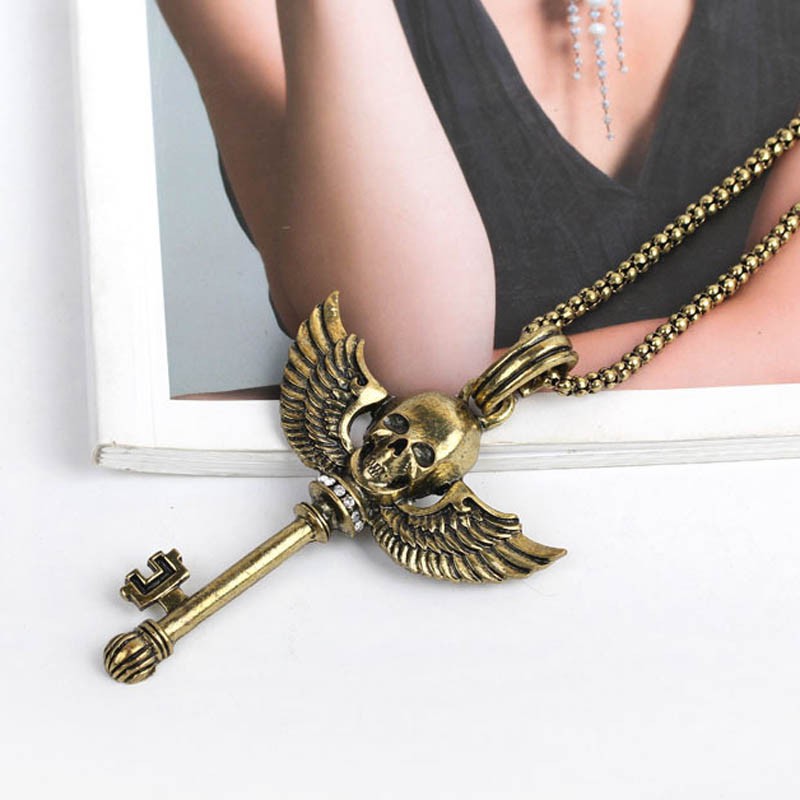 Dây Chuyền Mặt Chìa Khóa Đầu Lâu Unisex Phong Cách Punk