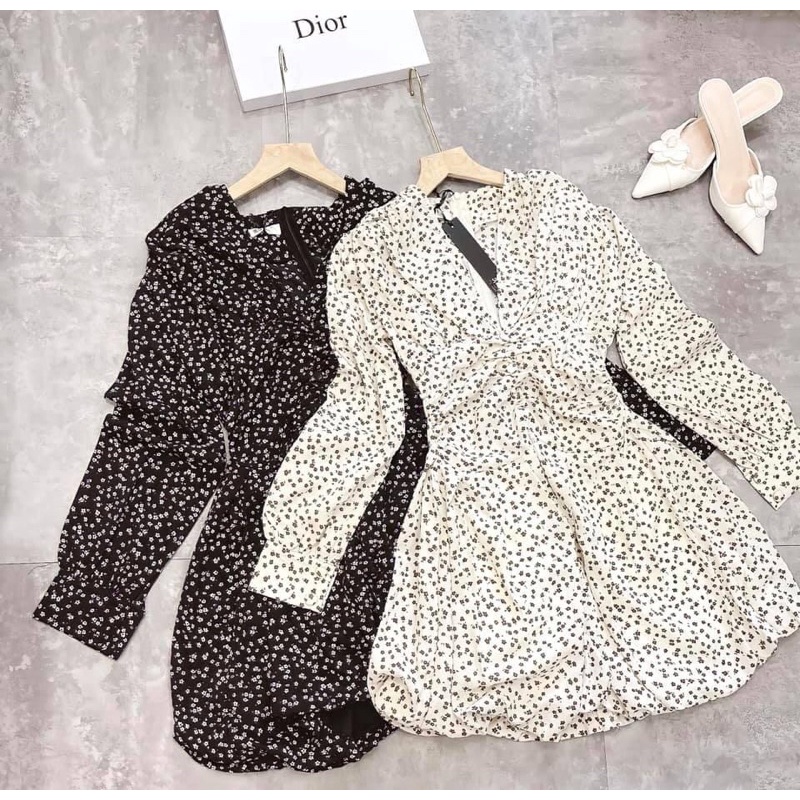[Hàng hot]: Váy Jum li eo tay bồng cúc bọc hàng VNXK