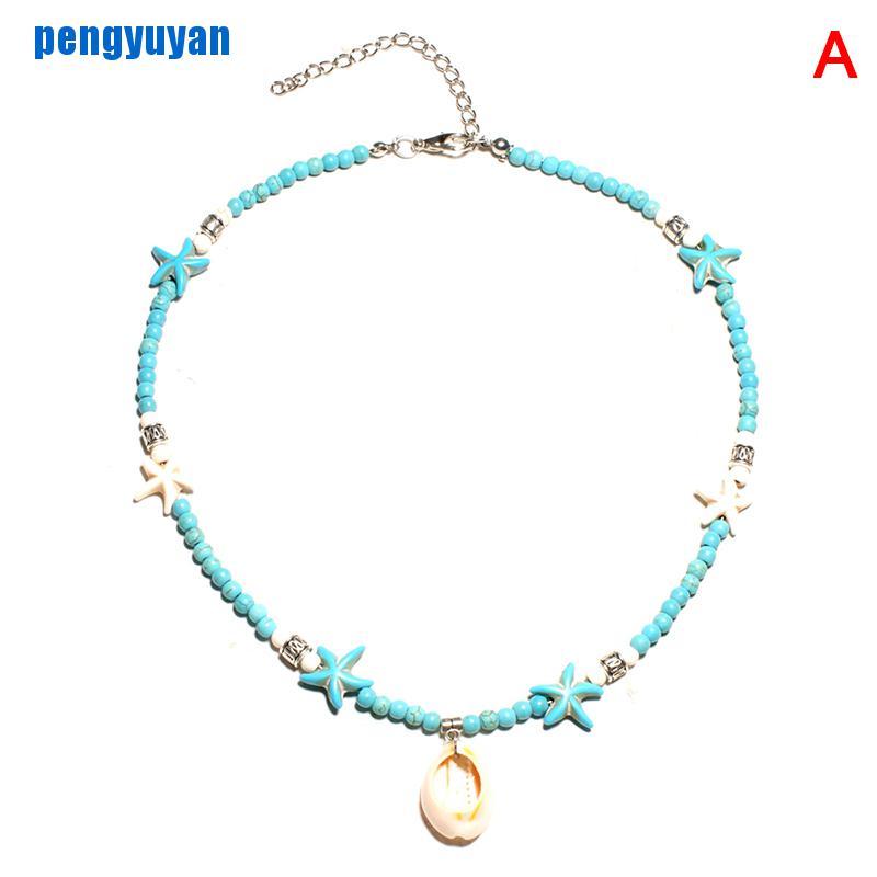 Vòng Cổ Choker Đính Vỏ Sò / Sao Biển Ngọc Lam Phong Cách Bohemian Thời Trang Mùa Hè