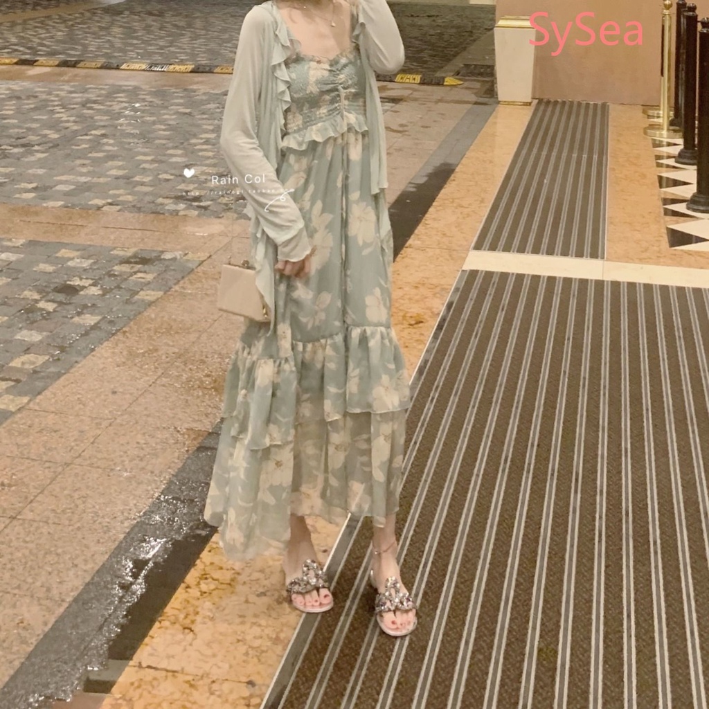 Đầm Hai Dây Họa Tiết Hoa Phong Cách Vintage Mùa Hè