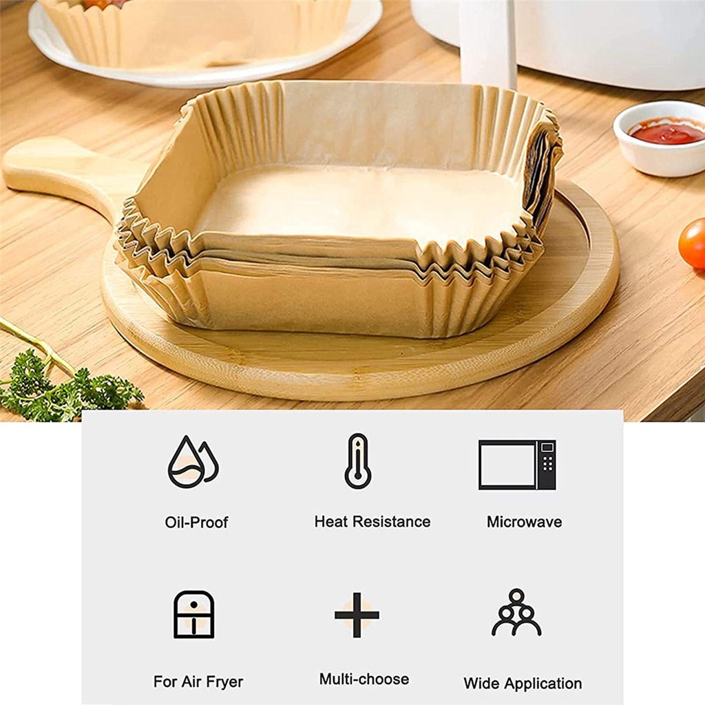 Bộ 50 Tấm Lót Không Dính Dùng Nướng Bánh Và Nồi Chiên Không Dầu Tiện Dụng