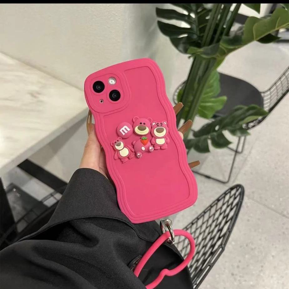 Ốp Điện Thoại Họa Tiết Gấu / Dâu Tây Gắn Dây Đeo Cho iPhone 13 Pro 13 Pro Max 12 Max 13 13 mini SE 2020 X 8 Plus, iPhone 6s Plus