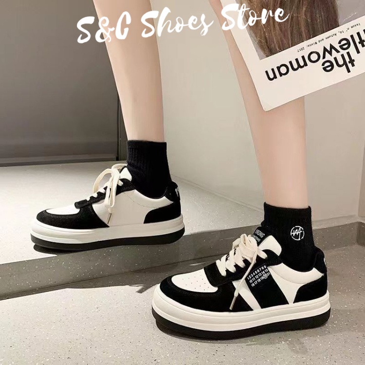 Giày Thể Thao Mũi Tròn Cao 4CM Đơn Giản Chất Lượng Cao Cho Nữ