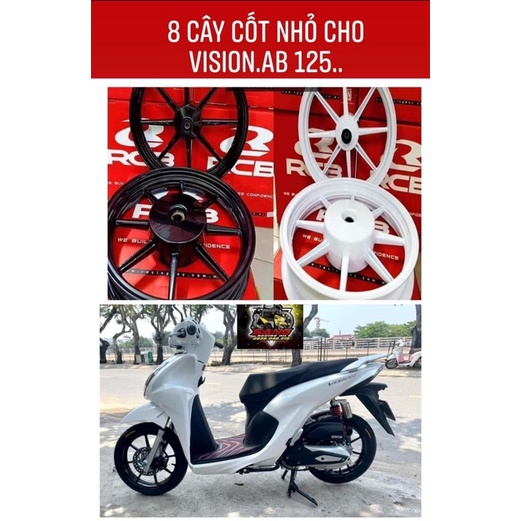 Cặp Mâm RCB 8C Cốt nhỏ cho Vision 110/AB125i/AB110/Beat/Scooby