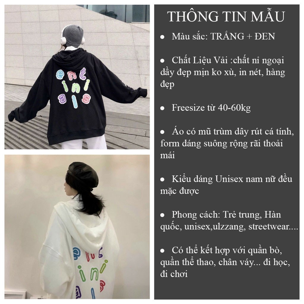 Áo khoác nỉ ENT áo hoodie Unisex form rộng dây kéo mũ cá tính - VIETSTAR