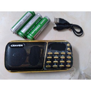 Loa mini nghe nhạc bằng thẻ nhớ, usb có đài FM Craven CR-853 (3 pin)