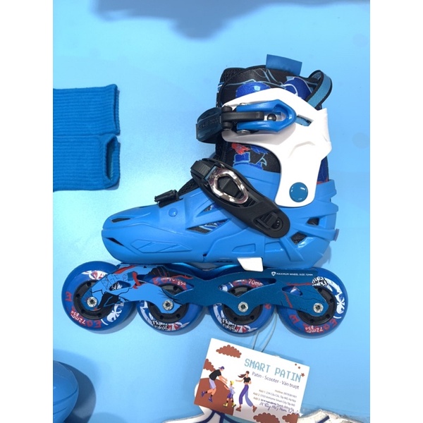 Full combo giày patin Flying Eagle s5s+ màu xanh cao cấp
