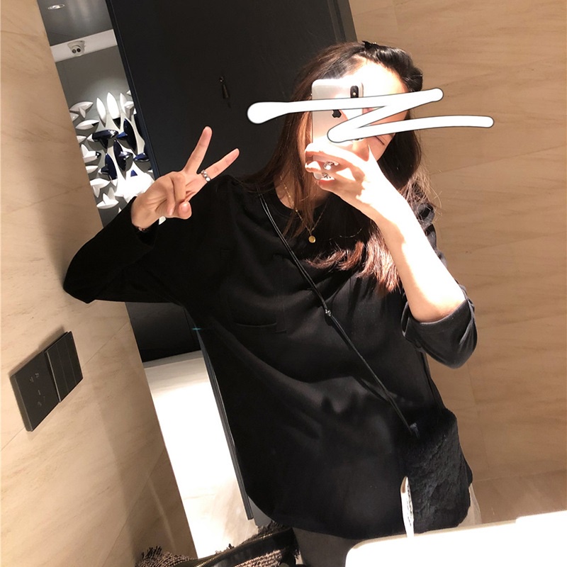 Áo thun SUXI tay dài cổ tròn màu sắc thanh lịch