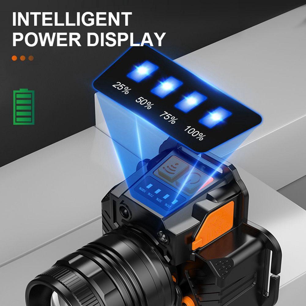 Đèn Pin Cảm Biến Ánh Sáng Trắng Ngà Siêu Sáng Gắn Đầu Đèn Pin