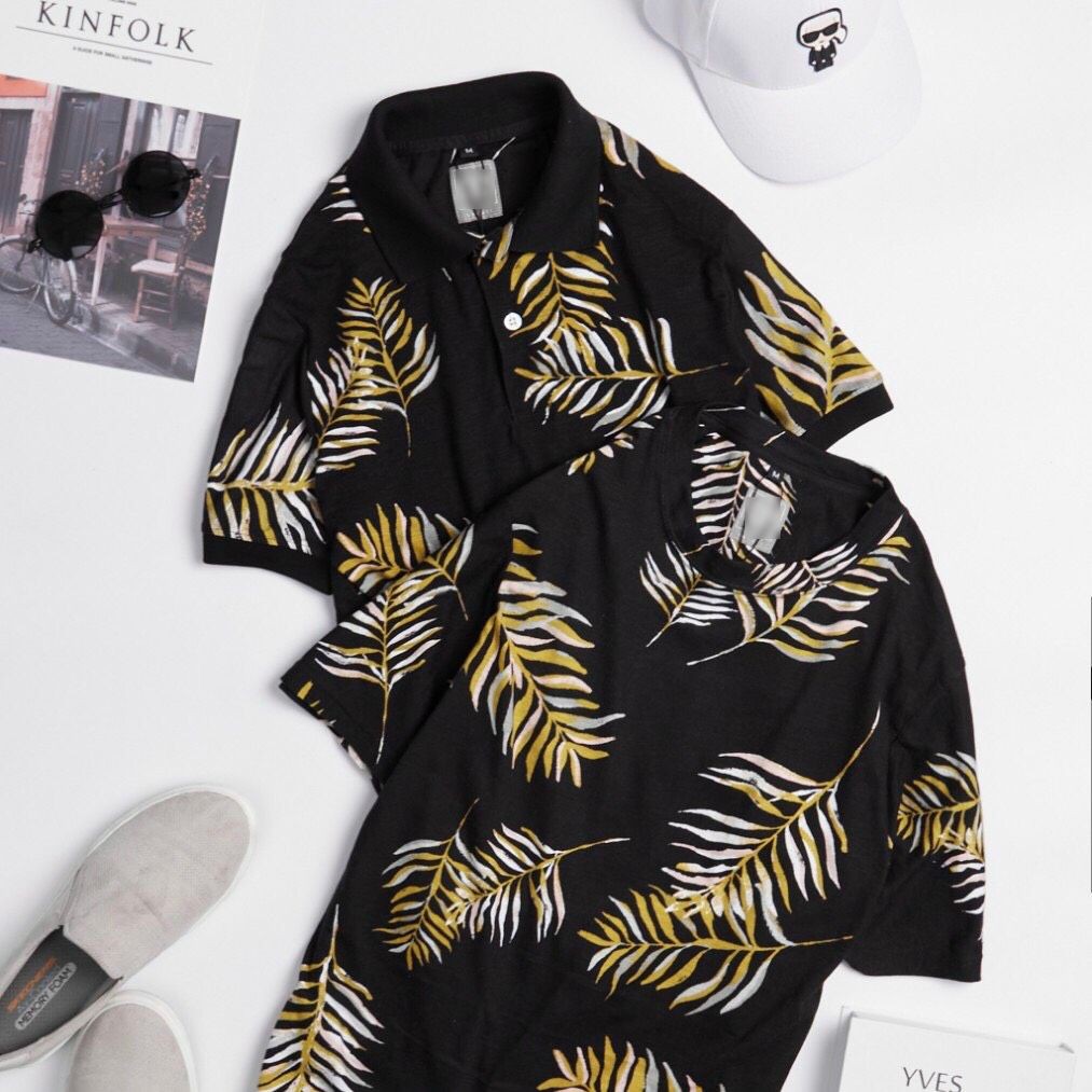[Size lớn > 100kg] Áo polo nam GAPss2021 họa tiết lá cọ nhiệt đới - Cotton lụa mịn, form basic phong cách mùa hè | BigBuy360 - bigbuy360.vn