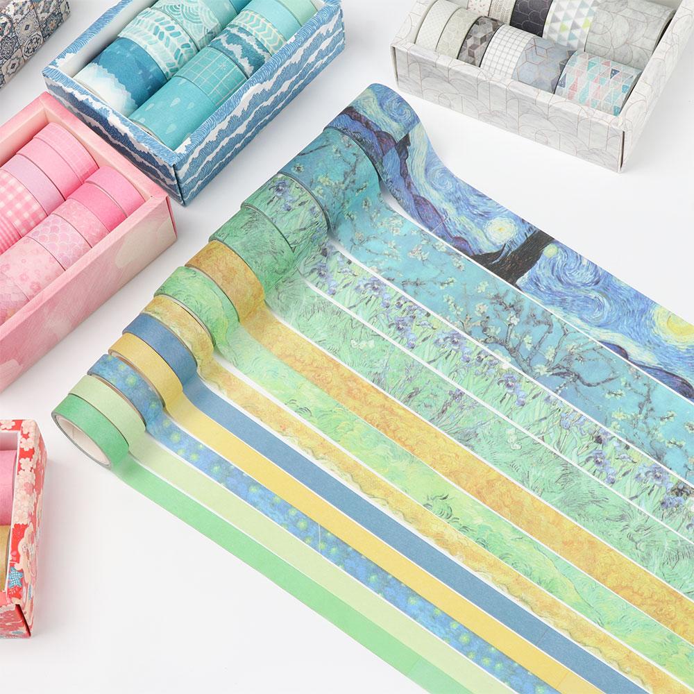 PISTA Cuộn Băng Keo Washi In Họa Tiết Hoa Lá Nhiều Màu Sắc Trang Trí Sổ Tay Nhật Ký
