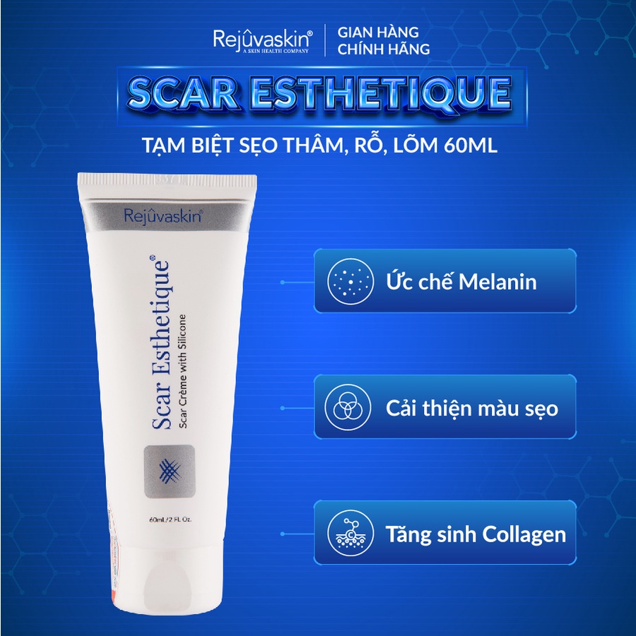 Combo chăm sóc da Rejuvaskin xoá Sẹo Thâm/ Sẹo Rỗ/ Sẹo Lõm Scar Esthetique 60ml và làm mờ vết rạn da 90ml