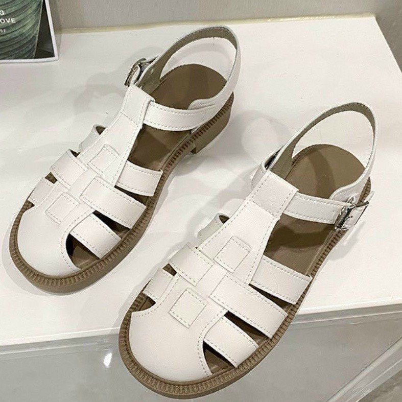 Xả kho 3 ngày:Giày sandal nữ rọ chiến binh đan 3 bản mũi tròn ZINZIN3456