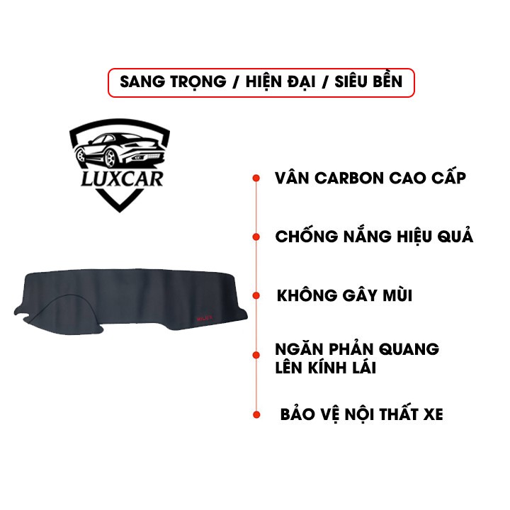 Thảm Taplo Da Carbon xe TOYOTA HILUX 2017-2020- Chống nóng, bảo vệ Taplo LUXCAR