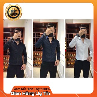 Sơ mi nam chấm bi cao cấp co dãn không nhăn sm2