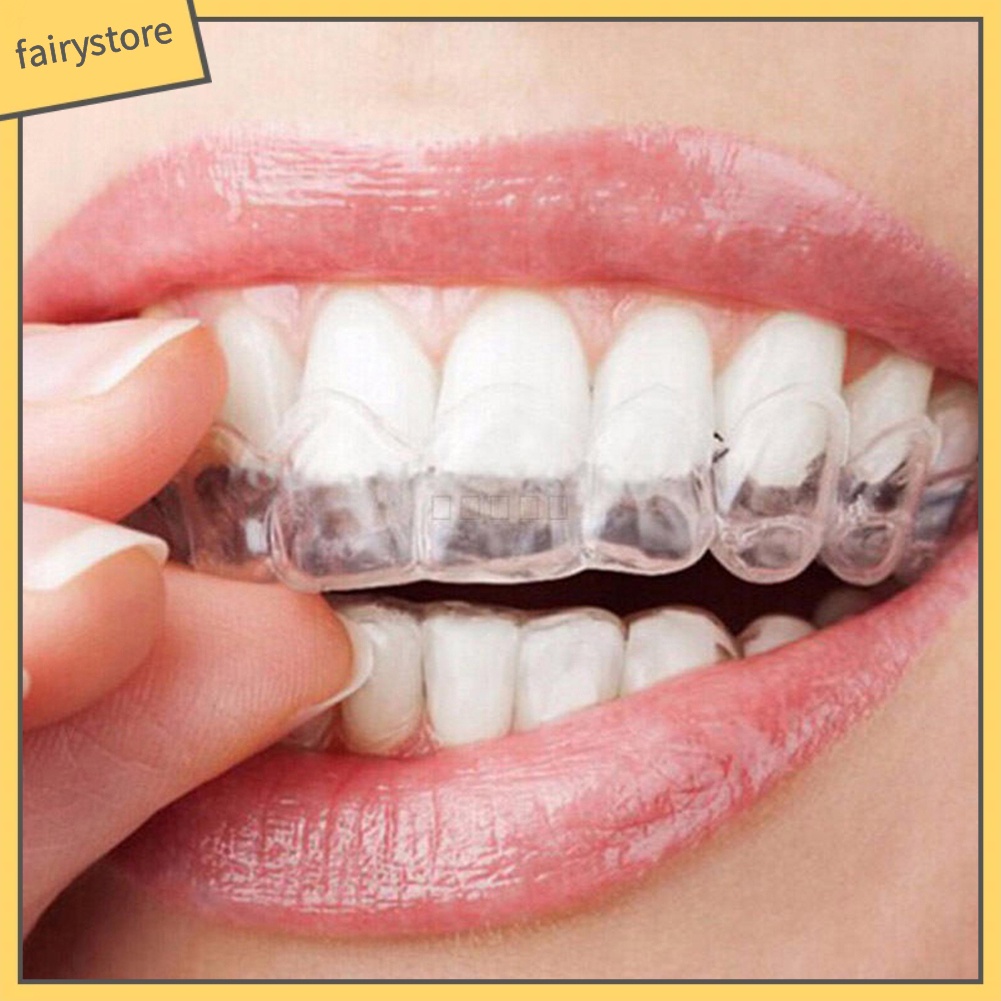 FS_2Pcs Food Grade Silicone Thermoform Teeth Whitening Tray Dental Care Mouth Guard