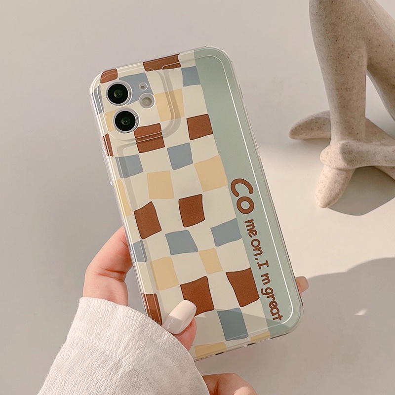 Ốp Điện Thoại Họa Tiết Kẻ Ô Cho IPhone 13promax 12 11 7Plus X XR XSMAX