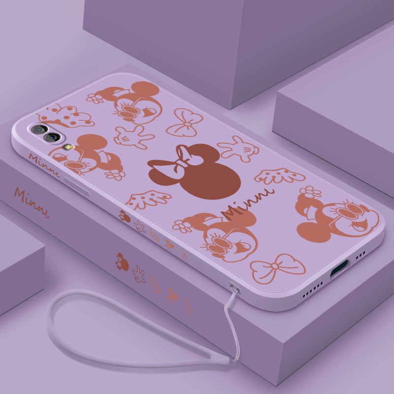DISNEY Ốp Điện Thoại Silicon Hình Mickey Minnie Có Dây Đeo Sang Trọng Cho iphone 11 12 13 pro max xr 7 8 plus 2020