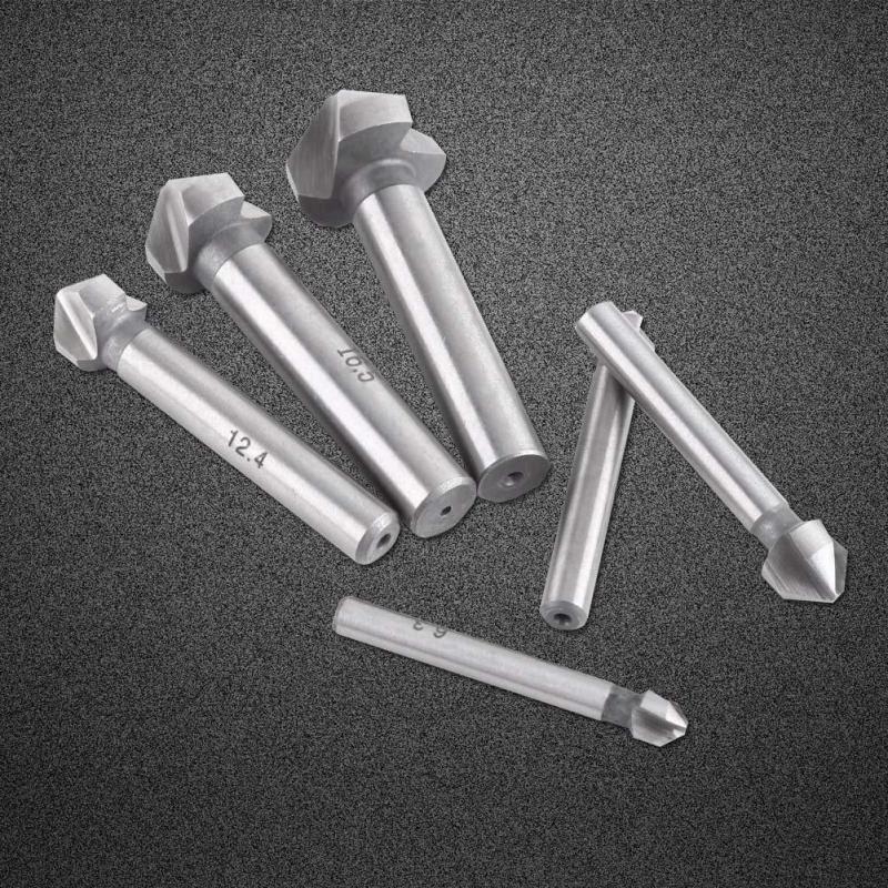 Set 6 mũi khoan khoét lỗ 3 rãnh bằng thép tốc độ cao HSS chuyên dụng cho máy vát mép chất lượng