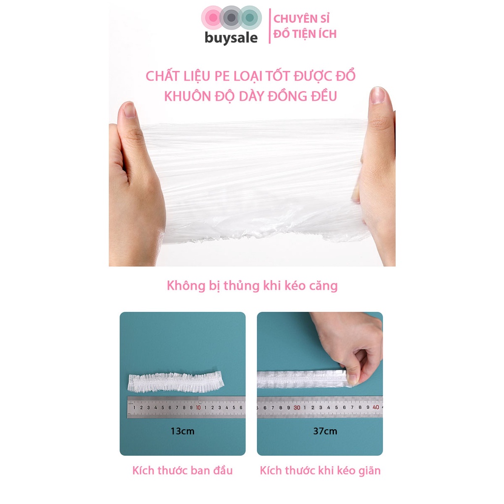 Túi 100 cái mũ trùm làm tóc hấp dầu, nhuộm, uốn hoặc dùng đi mưa chống ướt tóc_Buysales_BSPK193