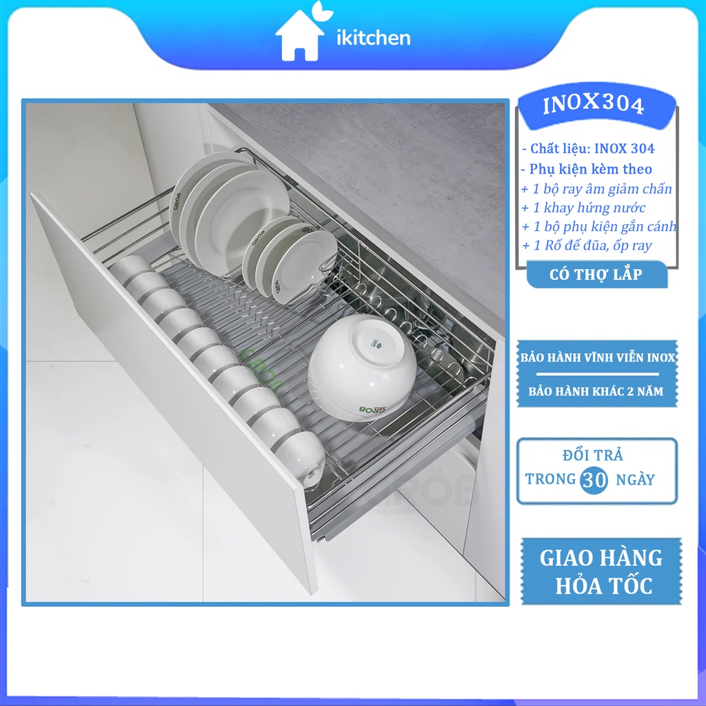 Kệ Để Bát Đĩa NAN TRÒN Tủ Bếp Dưới INOX 304 Chính Hãng - Bảo Hành Vĩnh Viễn (Có thợ lắp)
