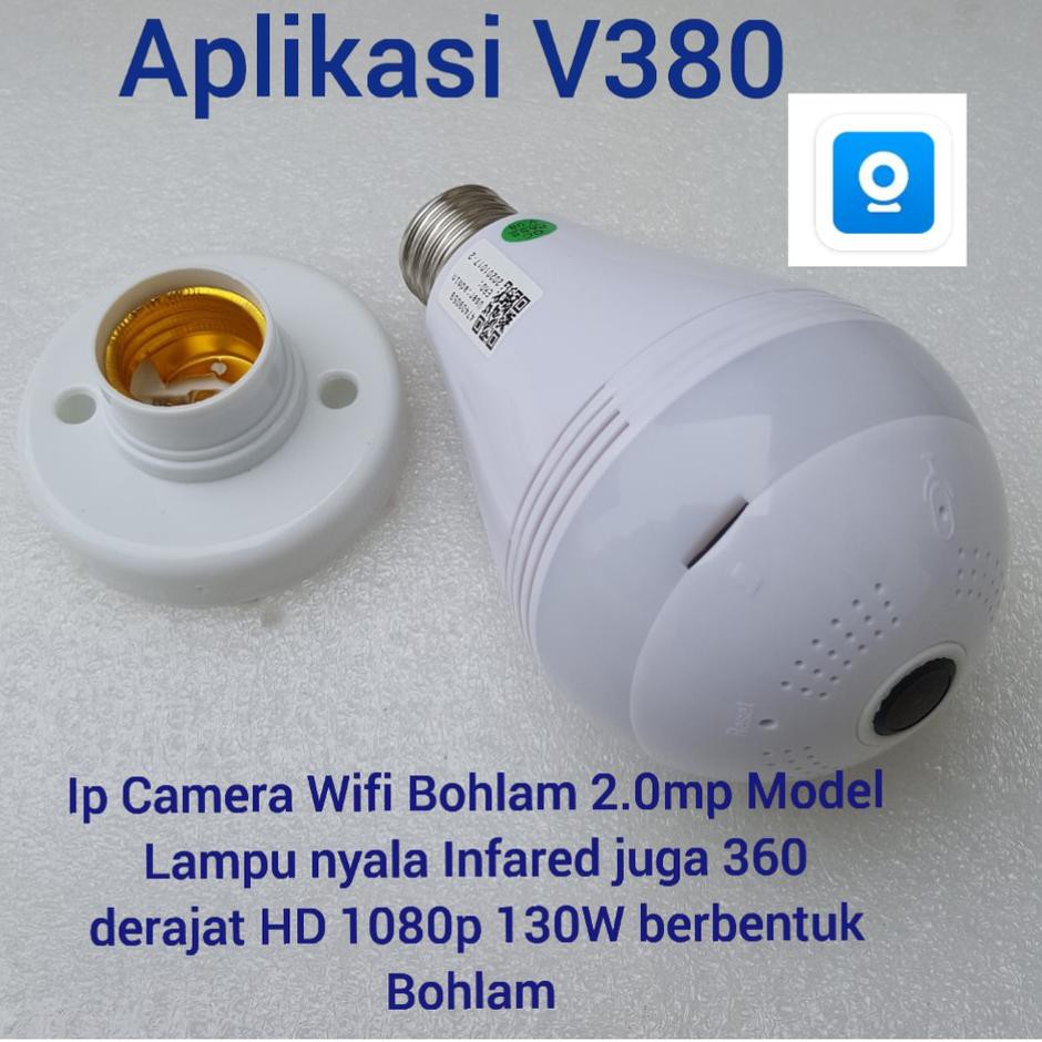 Camera Ip Wifi Bóng Đèn 2.0mp Xoay 360 Độ Hd 1080p