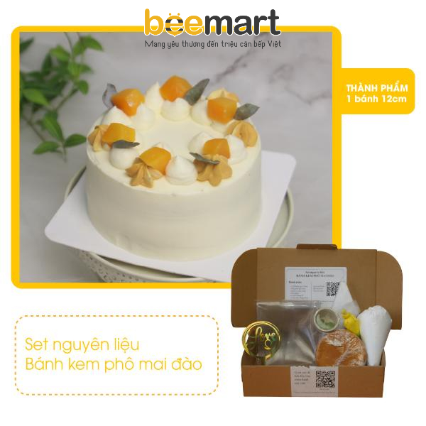 Set tự làm bánh sinh nhật - Bánh kem phô mai đào beo béo