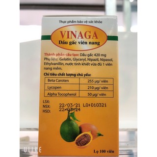 Vinaga - dầu gấc viên nang (lọ 100v)