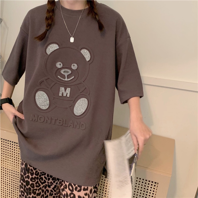 Áo Thun Ngắn Tay Họa Tiết Gấu Thời Trang Hàn Quốc