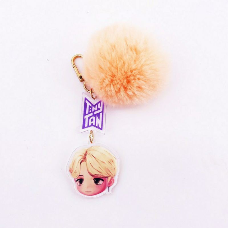 Móc khóa chibi BTS ver Tiny tan kèm cục bông xinh