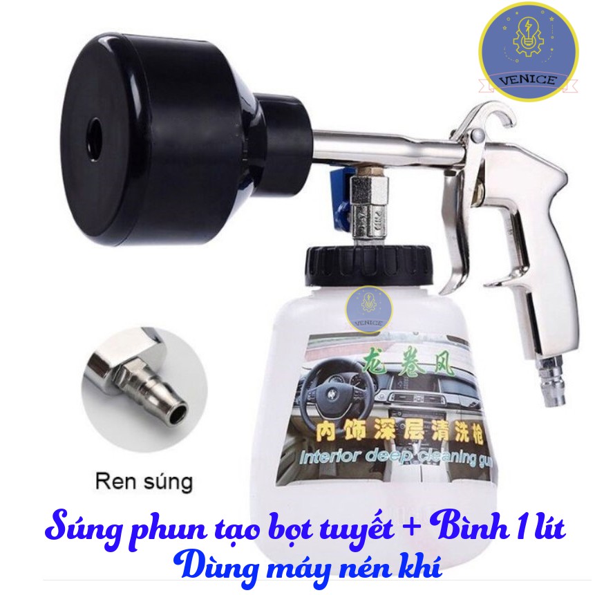 COMBO Súng phun tạo bọt tuyết và Bình 1 lít VENICE - Dùng máy nén khí - Bảo hành 12 tháng