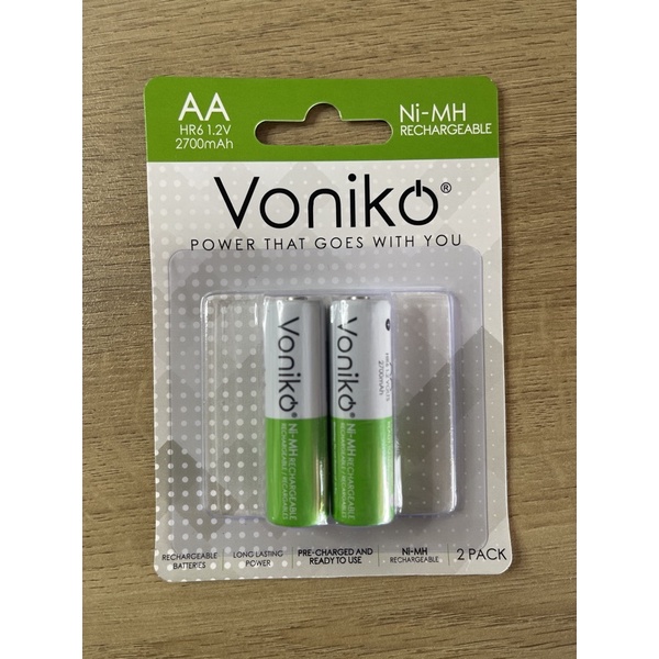 Pin sạc AA HR6 1.2V 2700mAh vỉ 2 quả Voniko USA