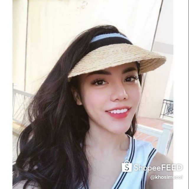 Mũ cói nửa đầu có nơ siêu hot