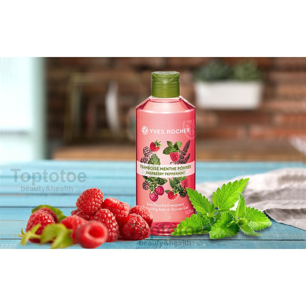 Gel Tắm Yves Rocher Raspberry Peppermint Energizing Bath &amp; Shower Gel 400ml