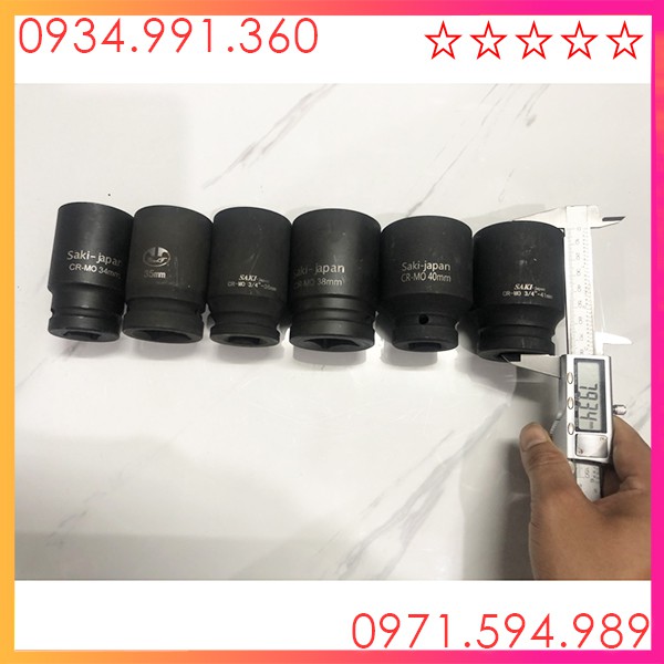 Đầu khẩu, Đầu típ khẩu 3/4 dài 8cm, dày 8mm, mở kích thước từ 34 đến 41. Thép carbon CRMO nguyên chất, độ bền cao