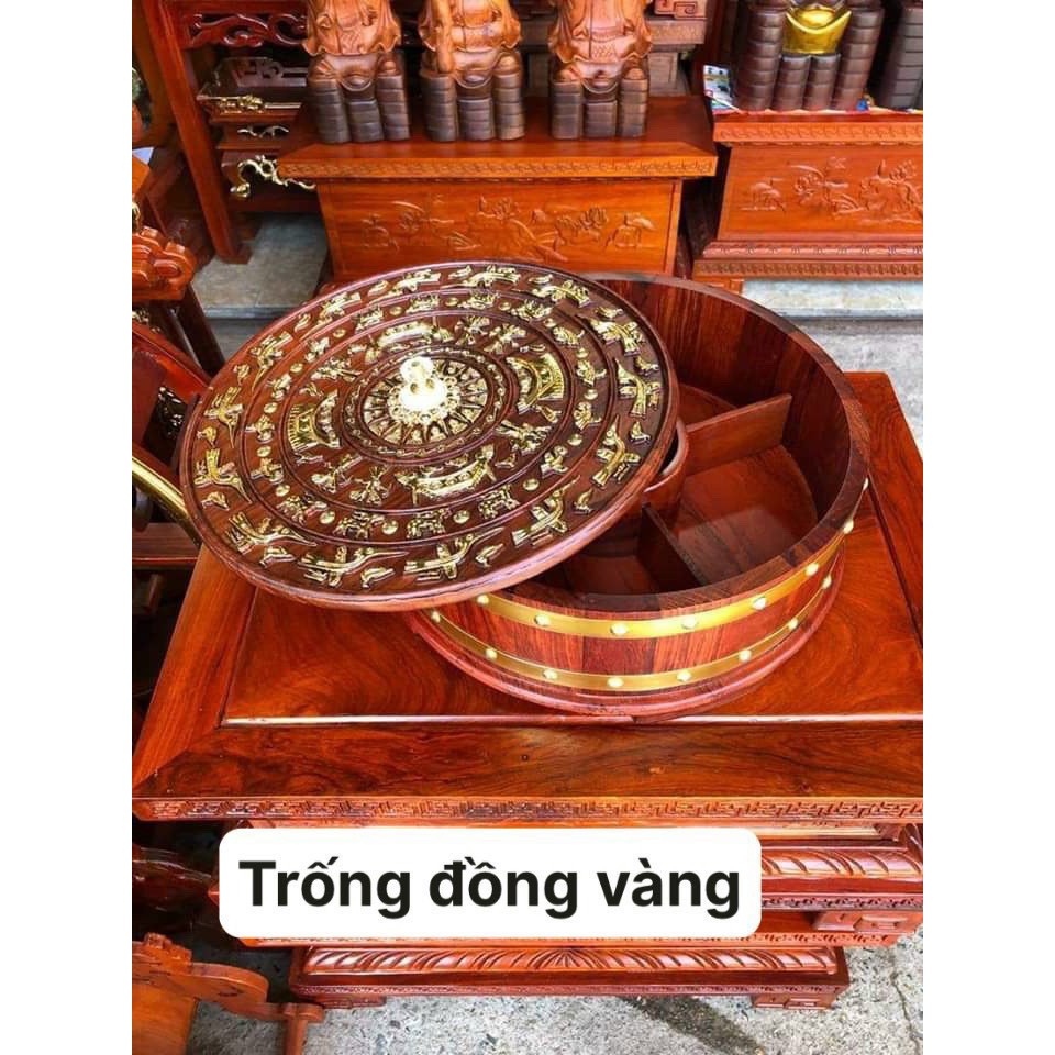 Khay Đựng Bánh Kẹo Mứt Tết Bằng Gỗ Hương Mẫu Trống Đồng Đông Sơn