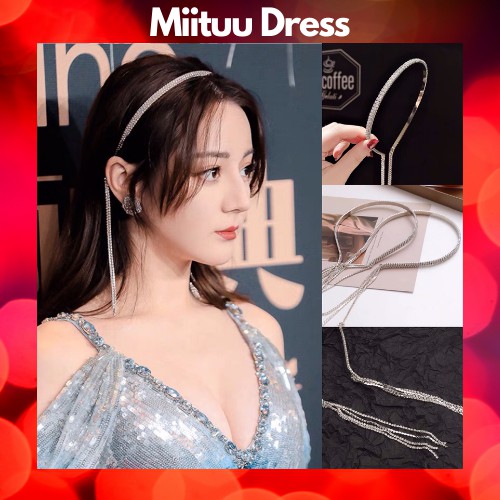 Bờm tóc đính đá kẹp tóc đính đá pha lê tua rua lấp lánh sang trọng xinh xắn đáng yêu sang chảnh Miituu BLL