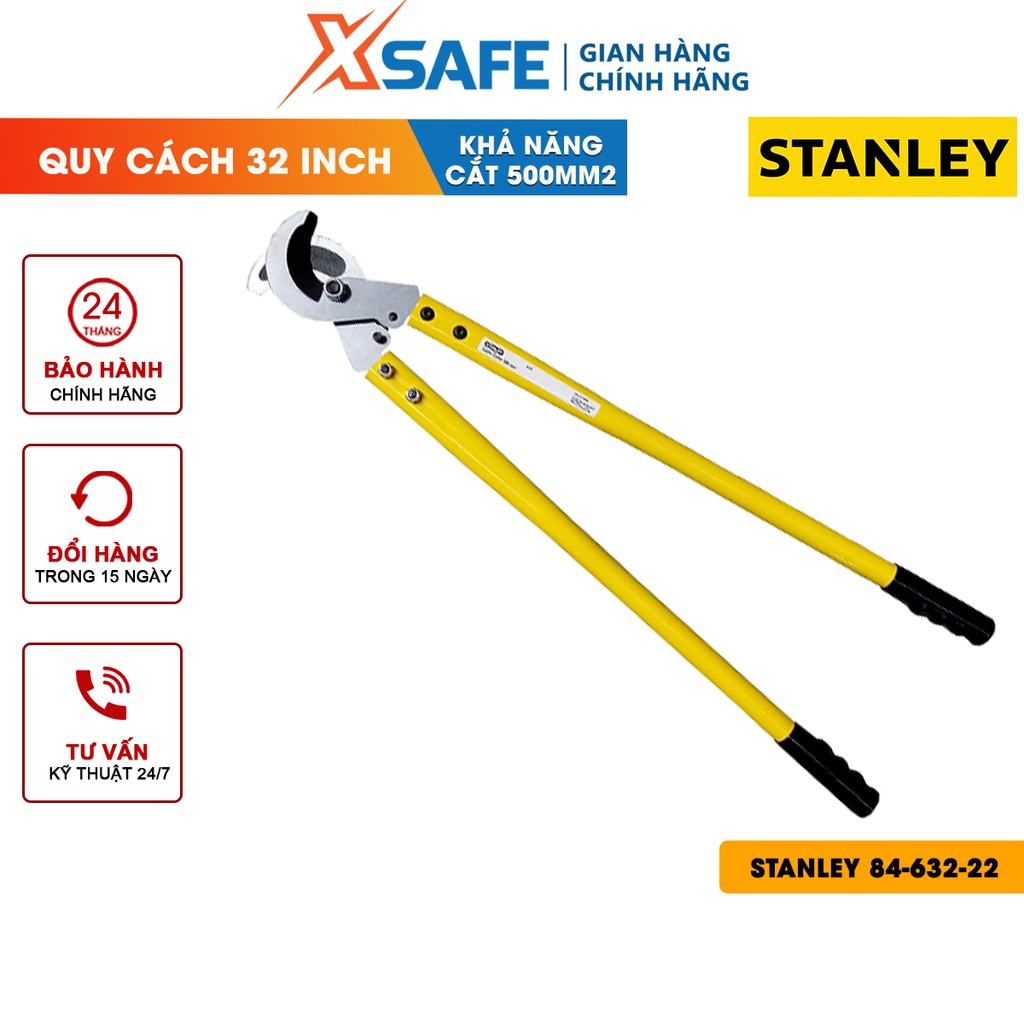 Kéo cắt sắt cáp 500m2 STANLEY 84-632-22 Kìm cắt cáp Stanley chuyên cắt sắt và dây cáp điện, lưỡi thép cao cấp