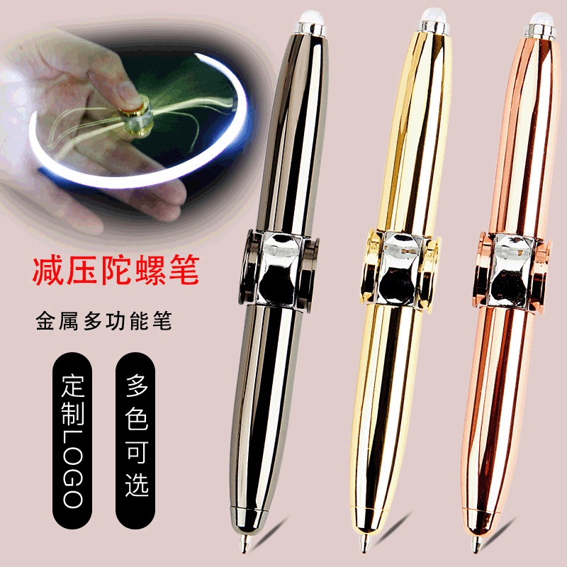 Bút bi kim loại cảm ứng có đèn LED xoay được giải tỏa áp lực đa chức năng vui nhộn tiện ích