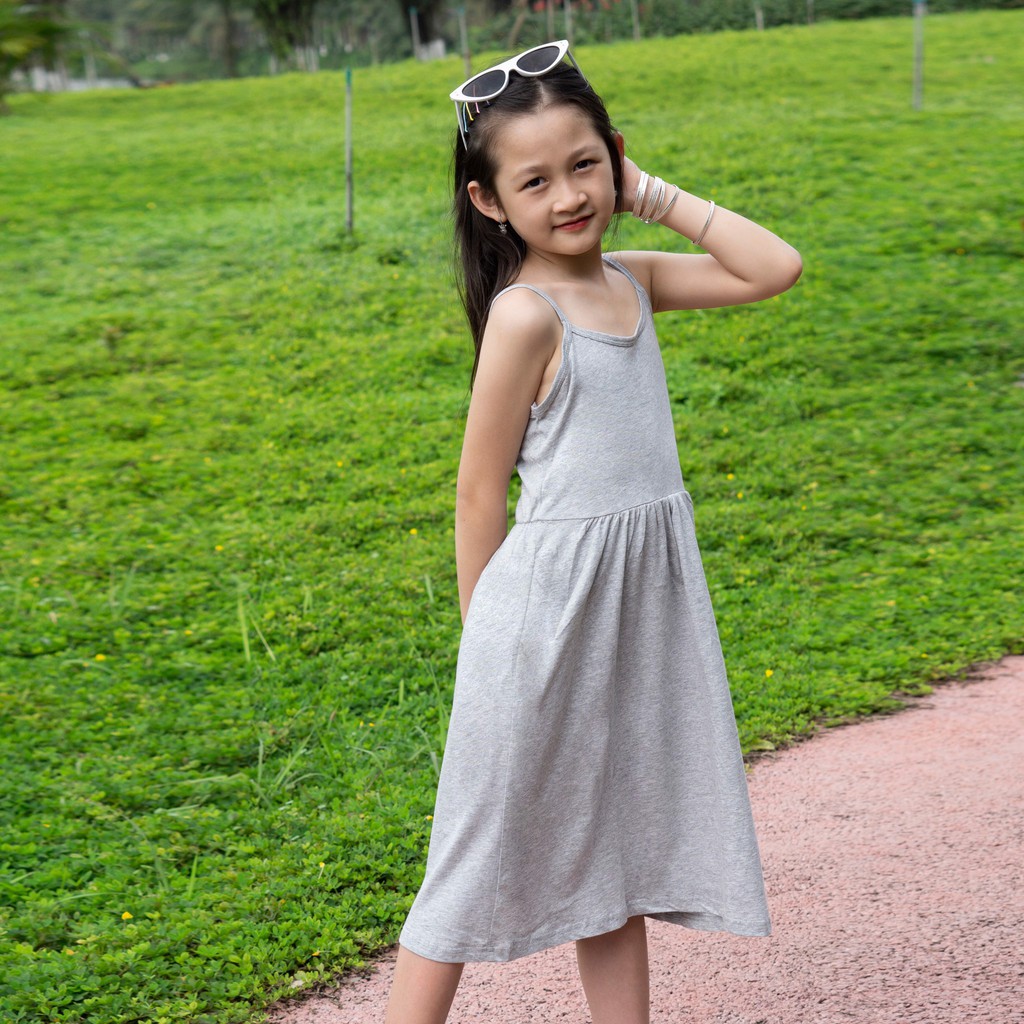 Váy maxi bé gái SAYME váy 2 dây dáng suông cotton mềm mịn thoáng mát GCDR0004-5