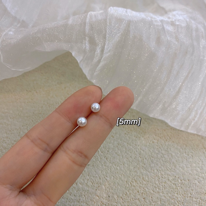 Bộ bông tai tròn đính ngọc trai nhân tạo thời trang