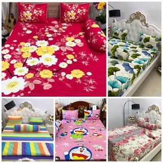 Bộ Ga Giường Thun Lạnh Hàn Quốc Hoạ Tiết HN180- Hệ Thống Ga Gối Hồng Nhung
