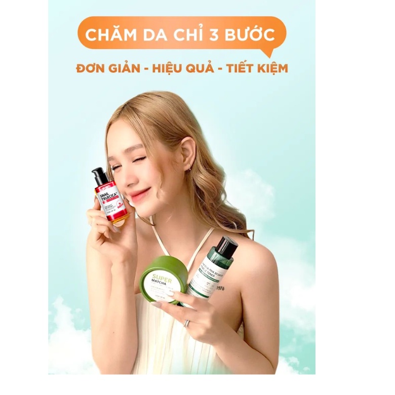 Bộ 3 Tonner AHA-BHA-PHA +tinh chất ốc sên +mặt nạ đất sét Some By Mi chăm sóc da giảm mụn thâm quatangme