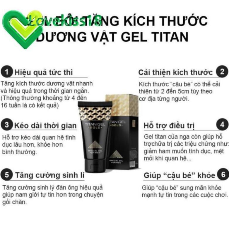 [LK18] [CHÍNH HÃNG BAO ĐỔI TRẢ] Massage Titan-Gel-Gold tăng kích thước cậu nhỏ và chống xuất tinh sớm